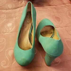 Turquoise green heels